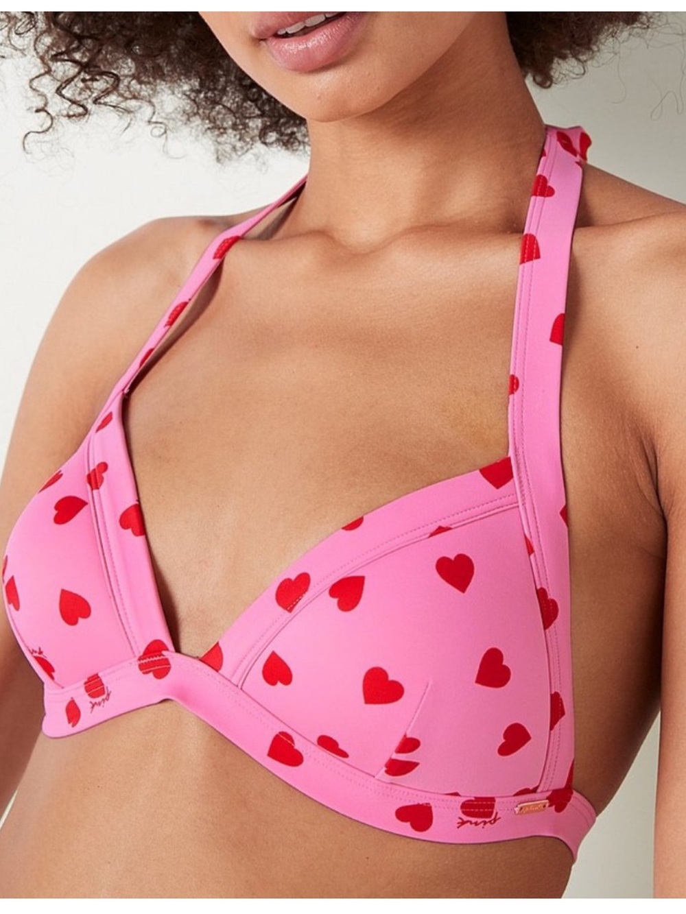 Pink Victoria's Secret Dreamy Pink Heart Triangle Bikini Top Size M